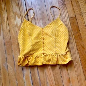 F21 Yellow Polkadot Bardot Tank, M